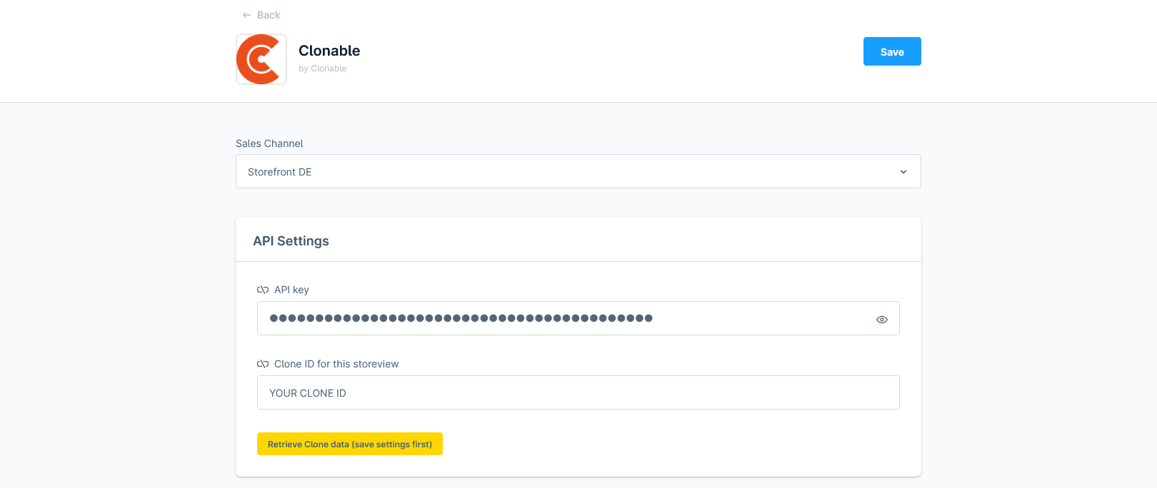Shopware sales channel setup