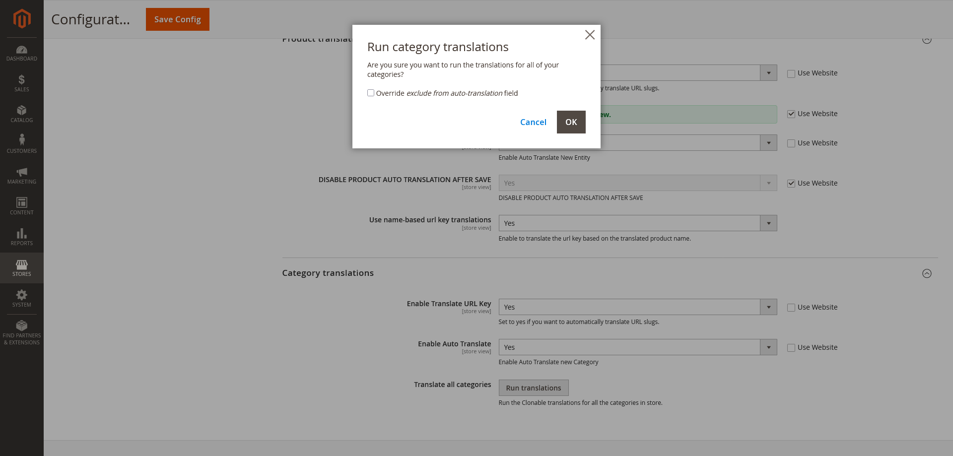 Category translation button