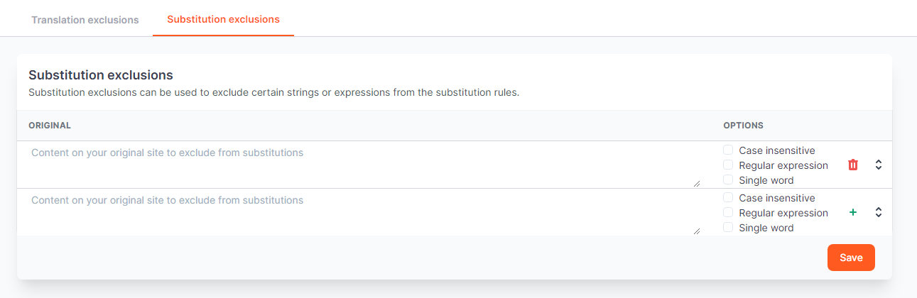 Substitution exclusions