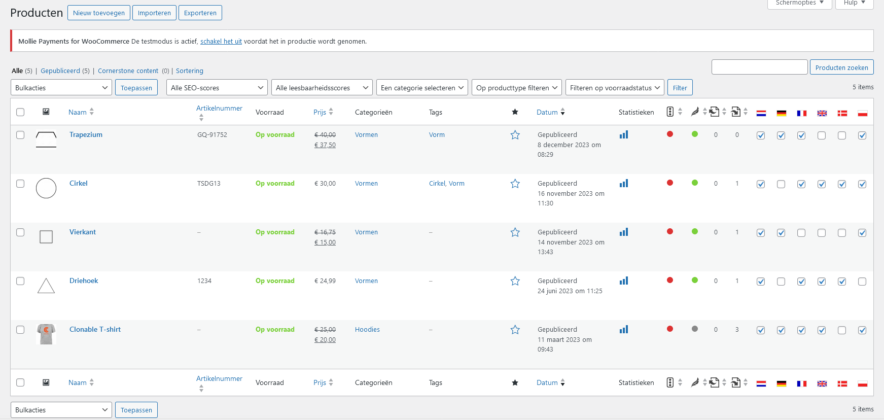 WooCommerce product overview exclusions